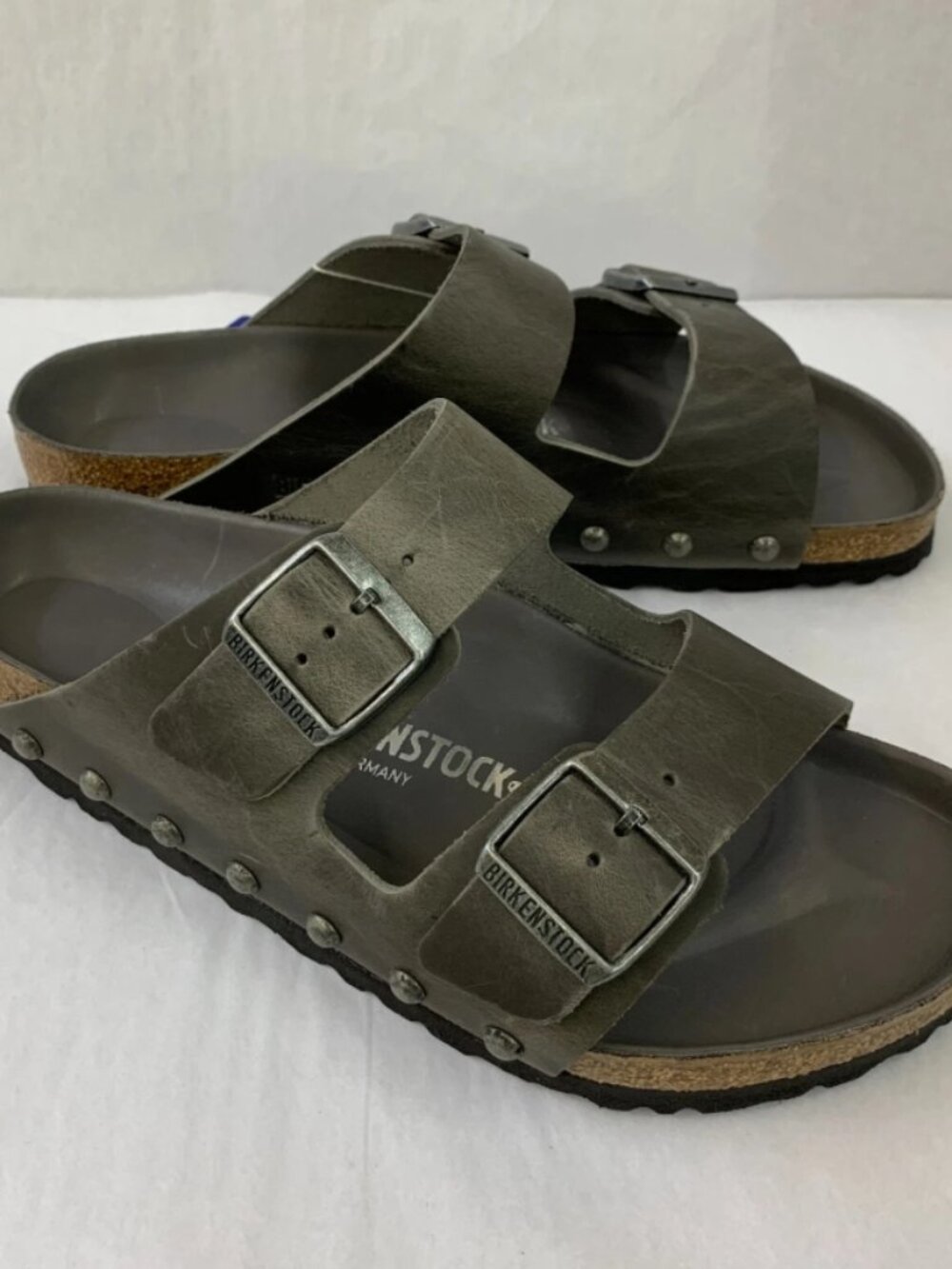 Birkenstock Arizona Light Studs Iron Oiled Leather Exquisite Footbed Narrow - Picture 2 of 5